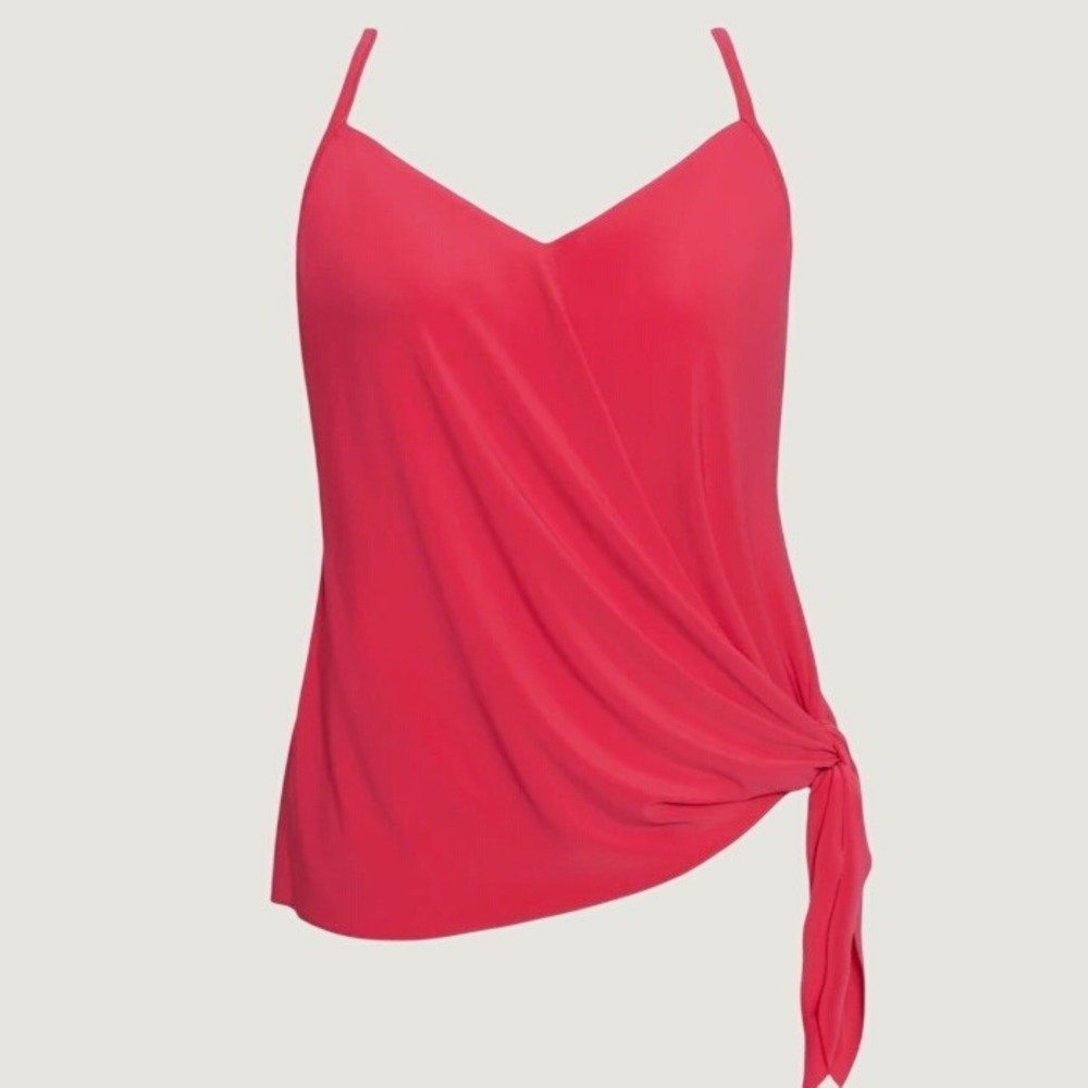 Magicsuit Womens Tankini Top 24W Coral Rose Draped Underwire Swim Resortwear